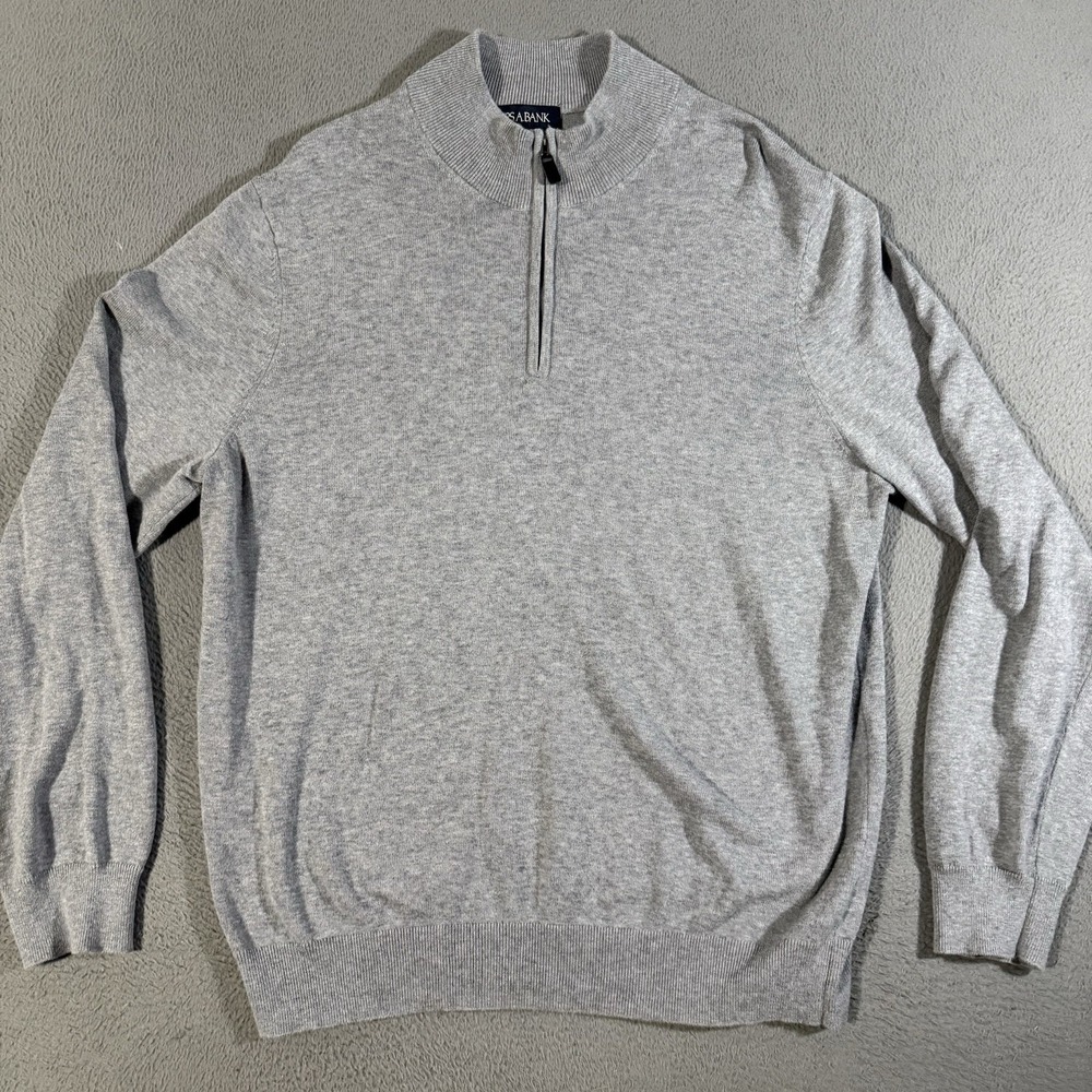 Men's Jos. A. Bank Traveler‎ Pima Cotton Quarter Zip Sweater Gray Size XL
